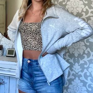 Grey Puma Zip Up Sweater